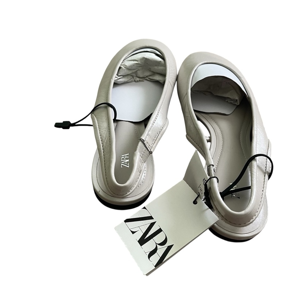 Zara Leather Slingback Ballet Flats White | Eco-Friendly | Sheep Leather Size 8 - Picture 7 of 9